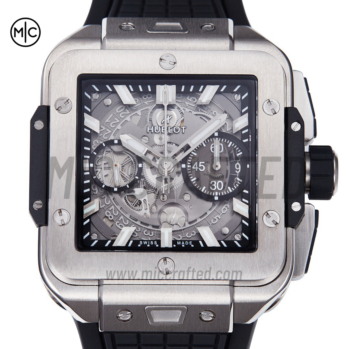Square Bang Unico 42mm Titanium Skeleton Dial on Black Rubber Strap – Premium Edition