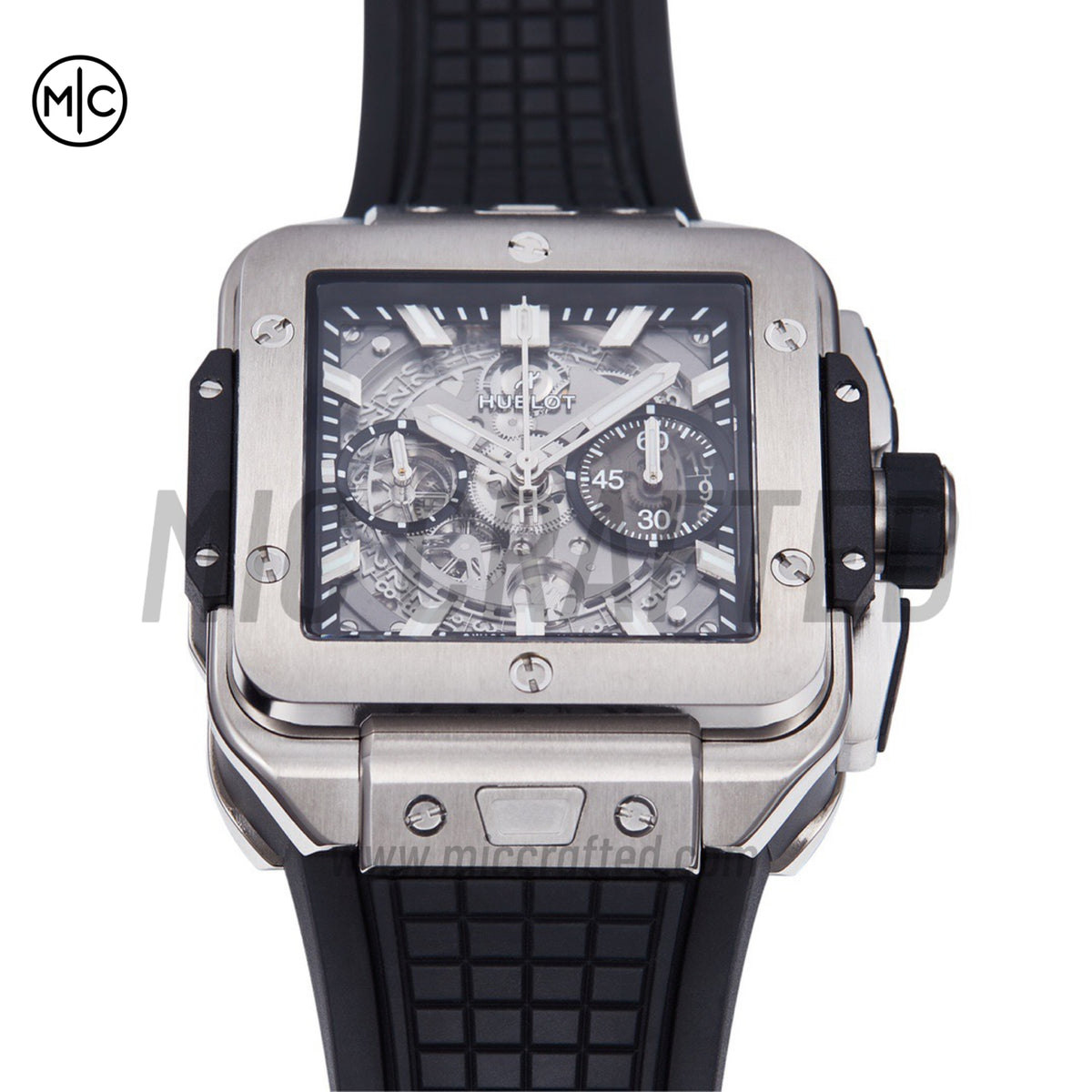 Square Bang Unico 42mm Titanium Skeleton Dial on Black Rubber Strap – Premium Edition