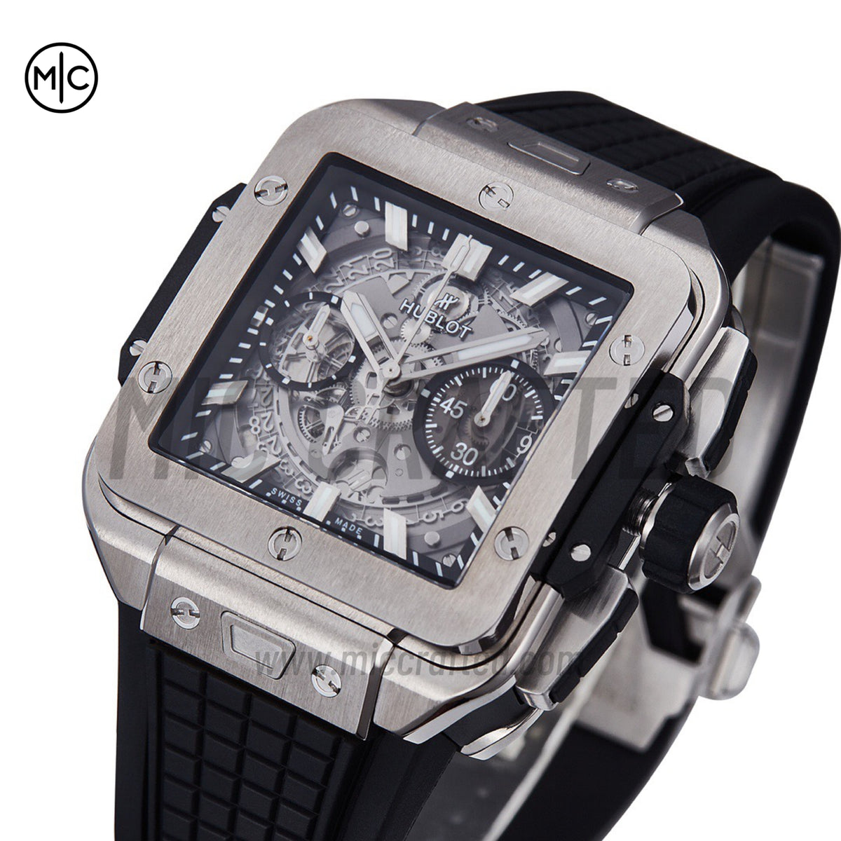 Square Bang Unico 42mm Titanium Skeleton Dial on Black Rubber Strap – Premium Edition