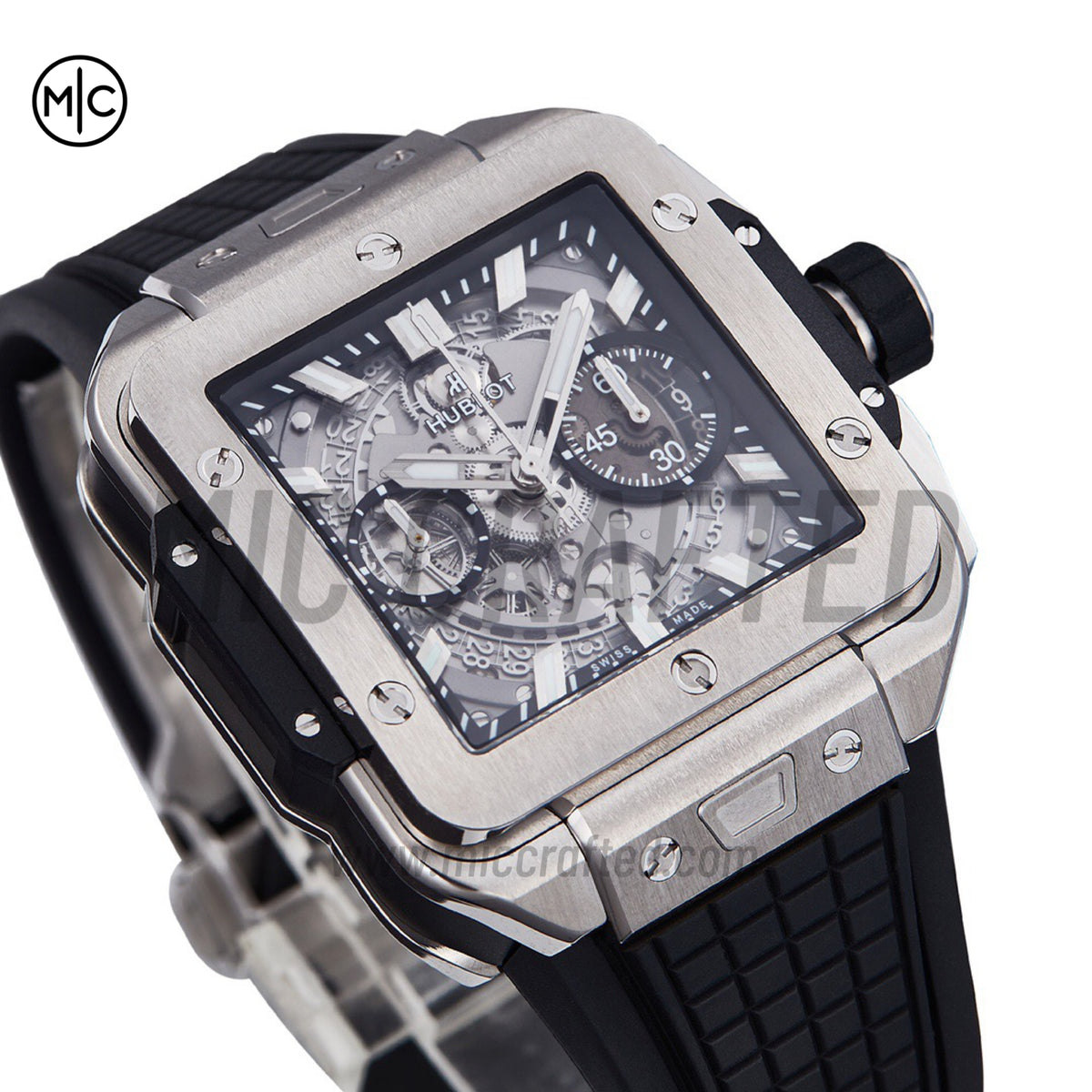 Square Bang Unico 42mm Titanium Skeleton Dial on Black Rubber Strap – Premium Edition