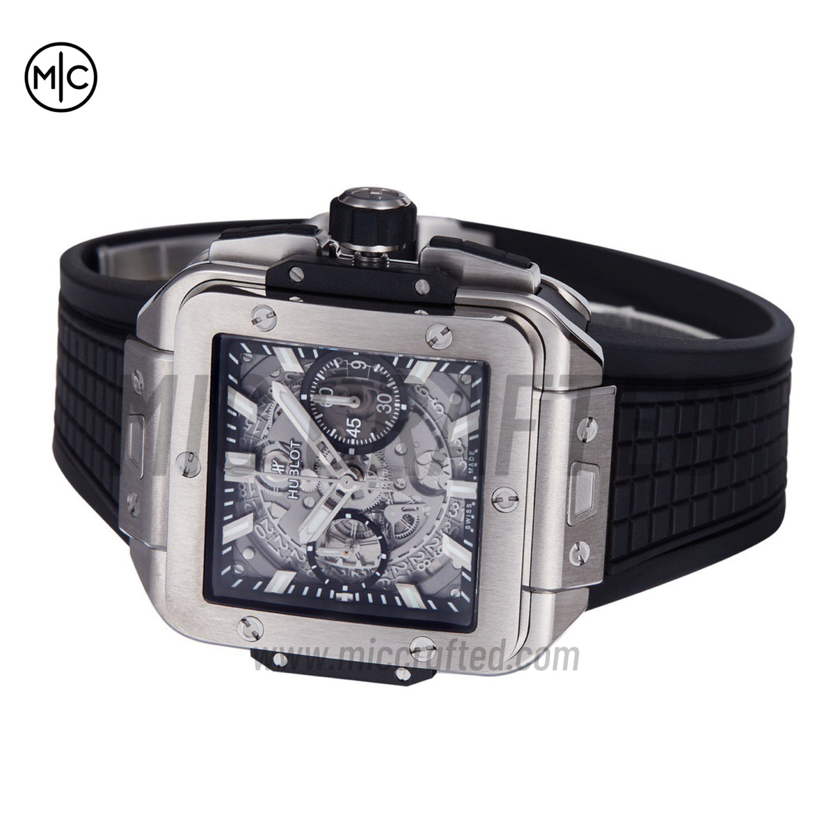 Square Bang Unico 42mm Titanium Skeleton Dial on Black Rubber Strap – Premium Edition