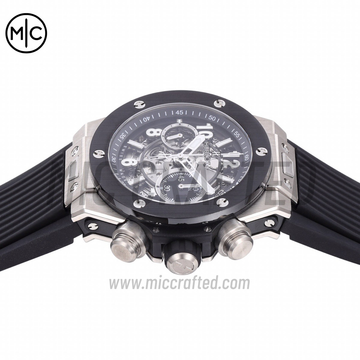 Big Bang Unico 42mm SS Skeleton Dial Black Ceramic Bezel on Black Rubber Strap – Premium Edition