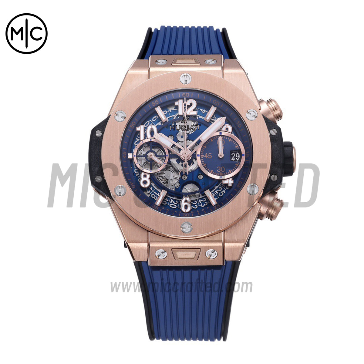Big Bang Unico 42mm RG Skeleton Dial on Blue Rubber Strap – Premium Edition