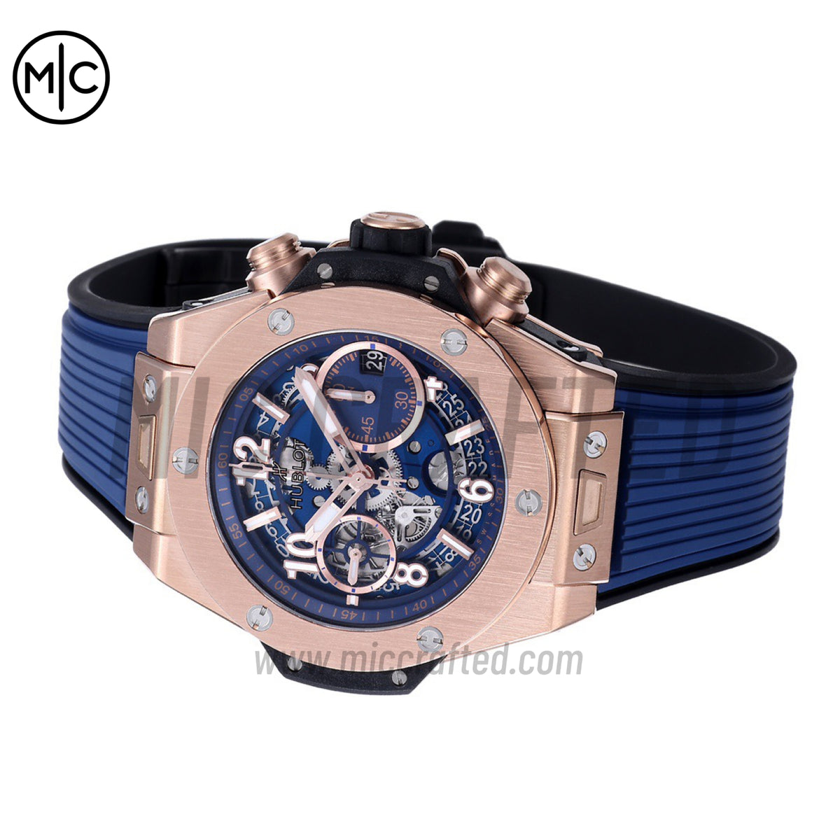 Big Bang Unico 42mm RG Skeleton Dial on Blue Rubber Strap – Premium Edition