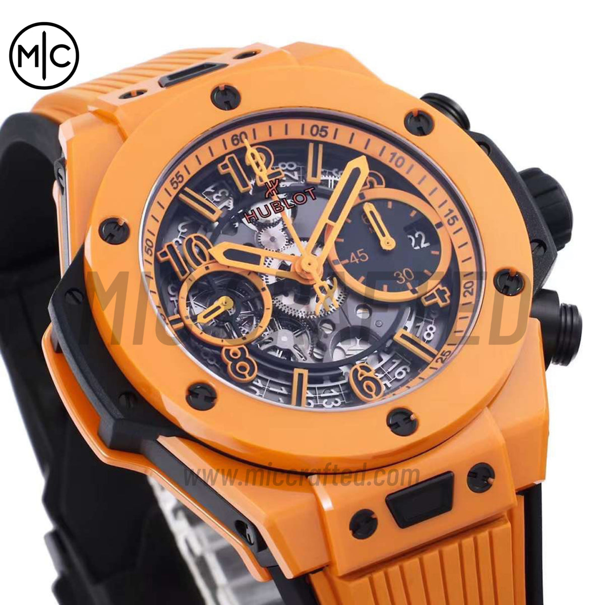 Big Bang Unico 42mm Orange Ceramic Skeleton Dial on Orange Rubber Strap – Premium Edition