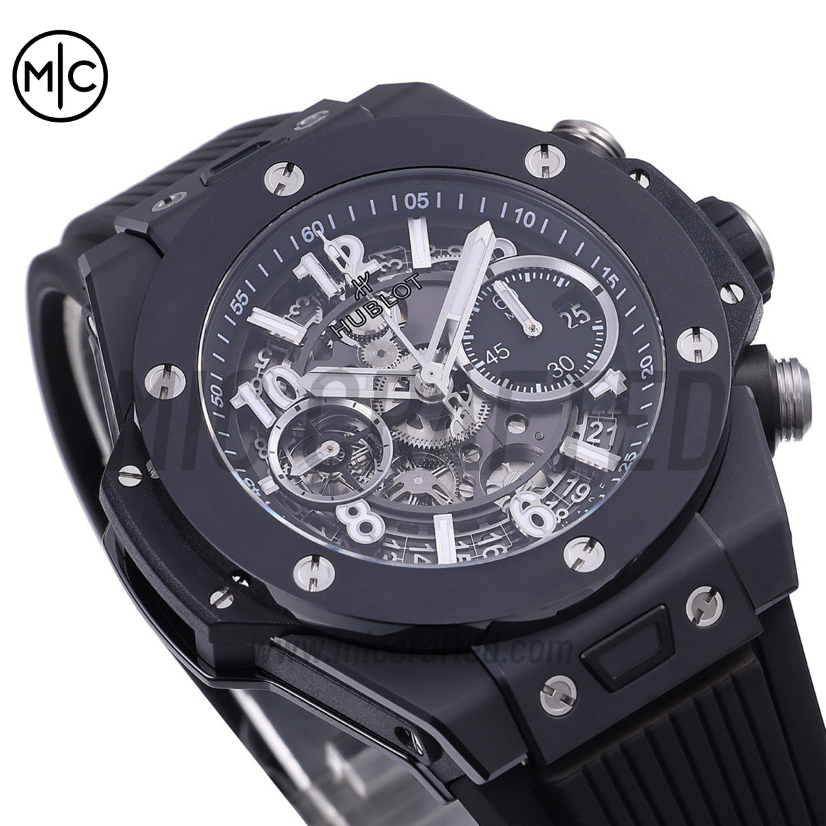Big Bang Unico 42mm Black Ceramic Skeleton Dial on Black Rubber Strap – Premium Edition