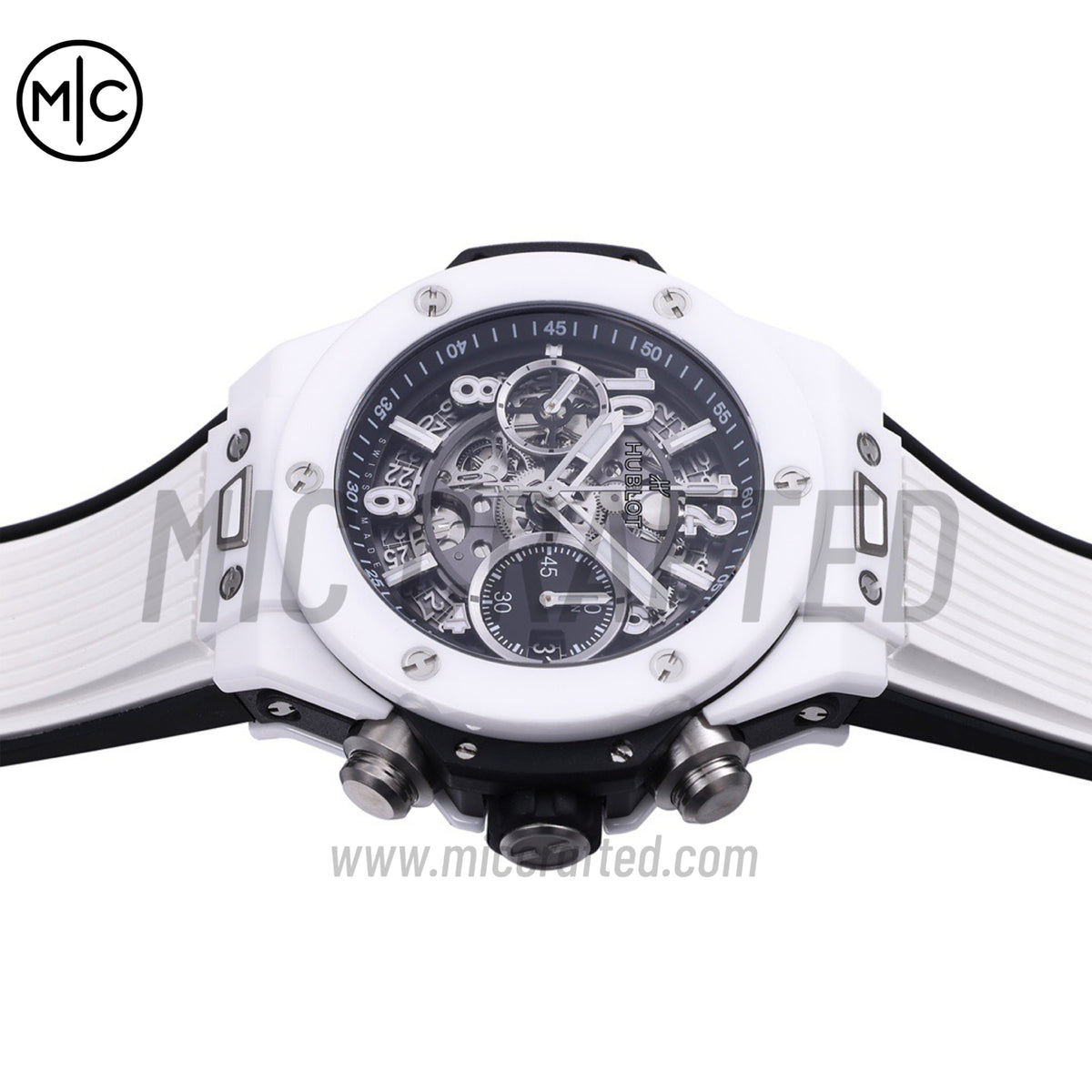 Big Bang Unico 42mm White Ceramic Skeleton Dial on White Rubber Strap – Premium Edition