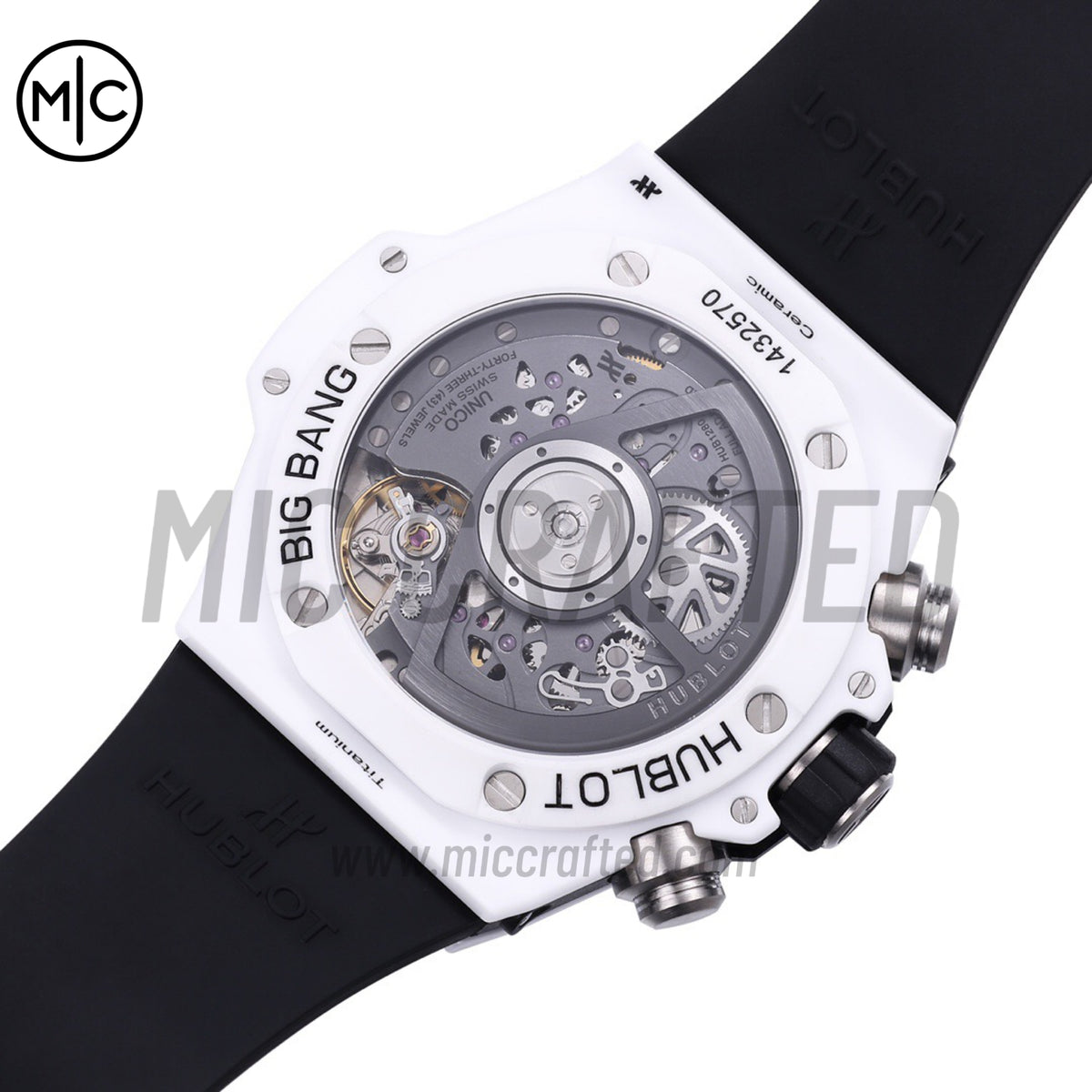 Big Bang Unico 42mm White Ceramic Skeleton Dial on White Rubber Strap – Premium Edition