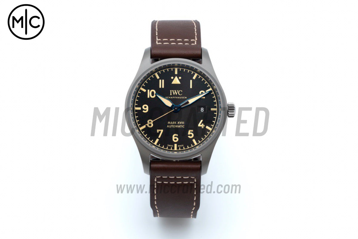 Mark XVIII Titanium Black Dial on Brown Leather Strap – Premium Edition