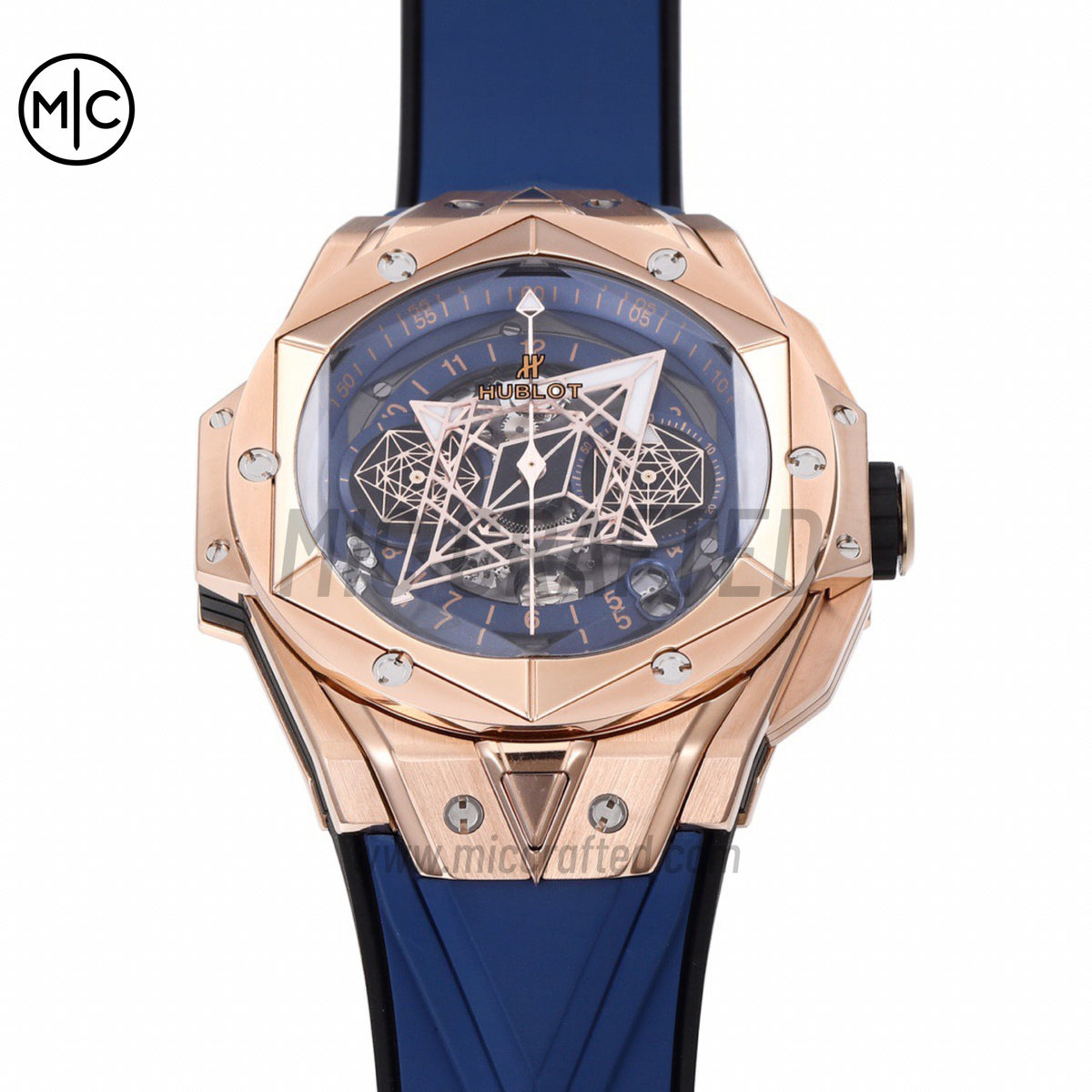 Big Bang Sang Bleu II Chrono RG Blue Dial on Blue Gummy Strap – Premium Edition