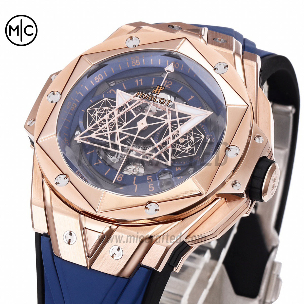 Big Bang Sang Bleu II Chrono RG Blue Dial on Blue Gummy Strap – Premium Edition