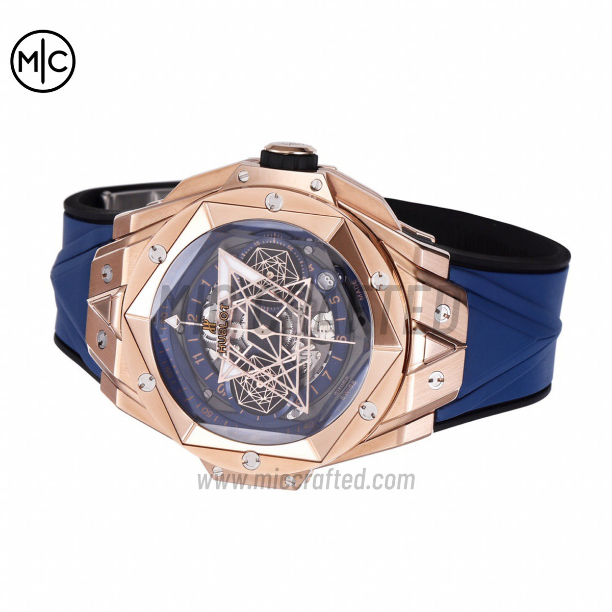 Big Bang Sang Bleu II Chrono RG Blue Dial on Blue Gummy Strap – Premium Edition