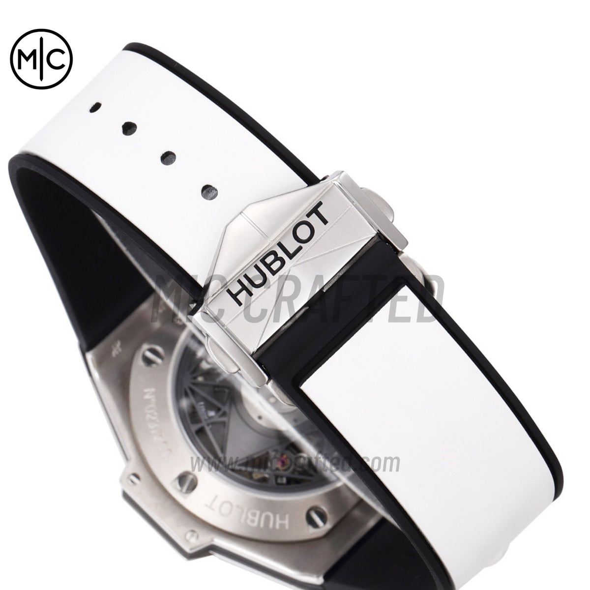 Big Bang Sang Bleu II Chrono SS White Dial on White Rubber Strap – Premium Edition