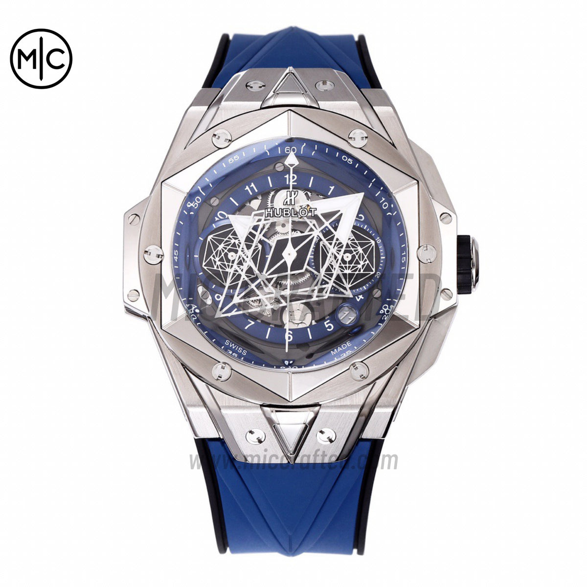 Big Bang Sang Bleu II Chrono SS Blue Dial on Blue Rubber Strap – Premium Edition