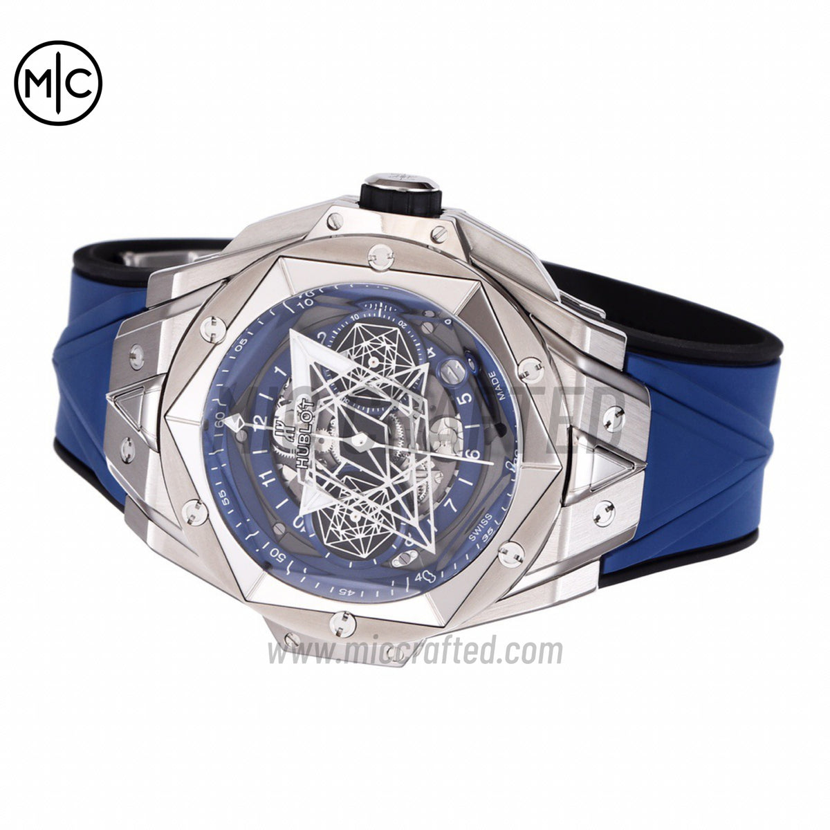 Big Bang Sang Bleu II Chrono SS Blue Dial on Blue Rubber Strap – Premium Edition