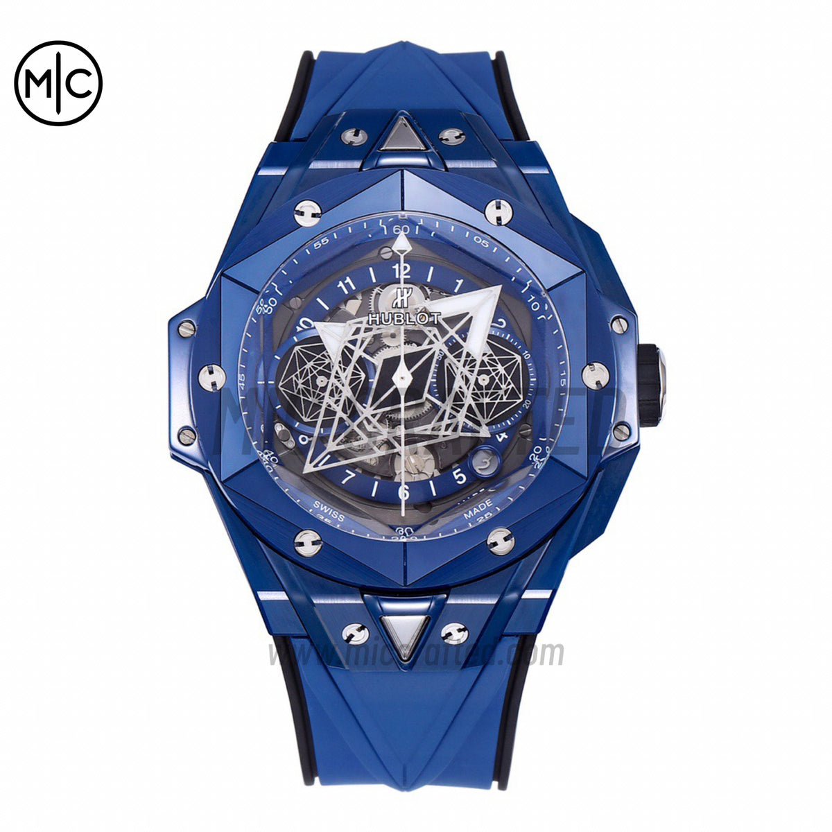 Big Bang Sang Bleu II Blue Ceramic on Blue Rubber Strap – Premium Edition