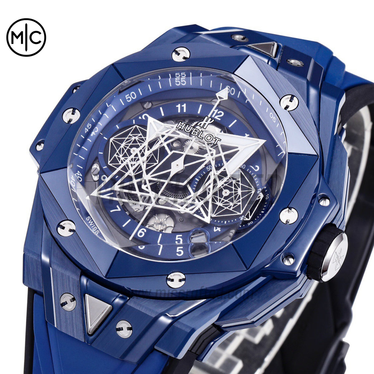 Big Bang Sang Bleu II Blue Ceramic on Blue Rubber Strap – Premium Edition