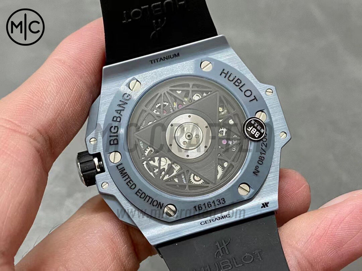 Big Bang Sang Bleu II Gray Ceramic on Gray Rubber Strap – Premium Edition