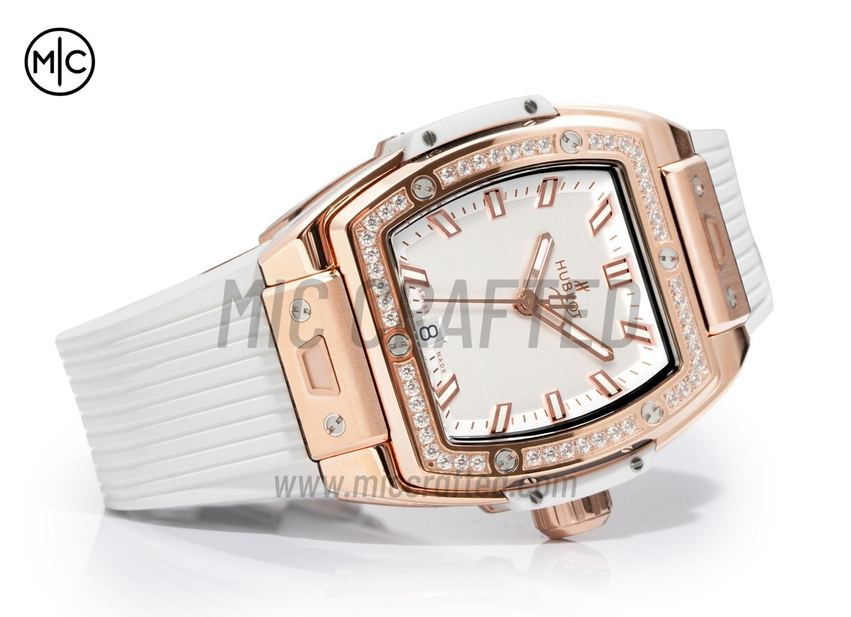 Spirit of Big Bang Ladies 39mm RG White Dial on White Rubber Strap – Premium Edition