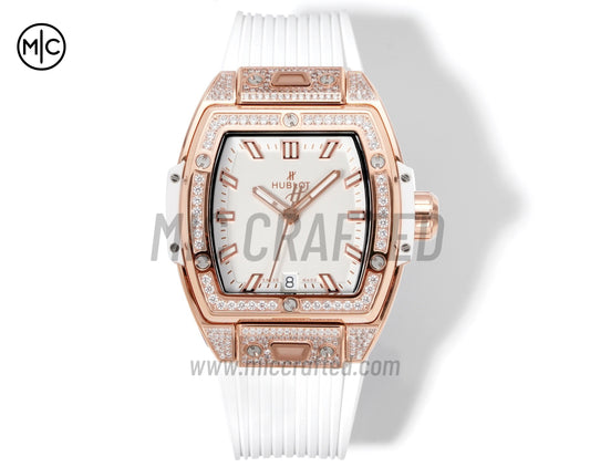 Spirit of Big Bang Ladies 39mm RG White Dial on White Rubber Strap – Premium Edition