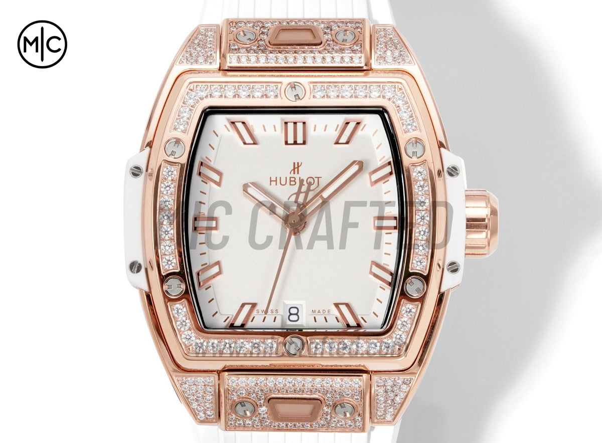 Spirit of Big Bang Ladies 39mm RG White Dial on White Rubber Strap – Premium Edition