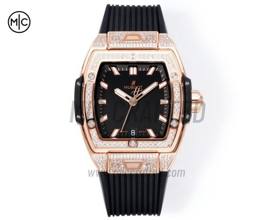 Spirit of Big Bang Ladies 39mm RG Black Dial on Black Rubber Strap – Premium Edition