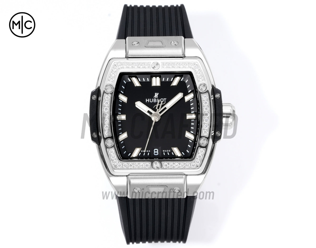 Spirit of Big Bang Ladies 39mm Black Dial on Black Rubber Strap – Premium Edition