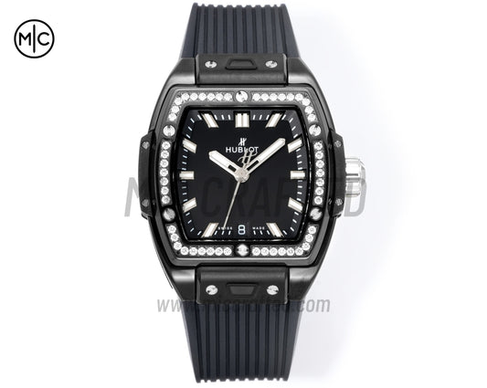 Spirit of Big Bang Ladies 39mm PVD Black Dial on Black Rubber Strap – Premium Edition