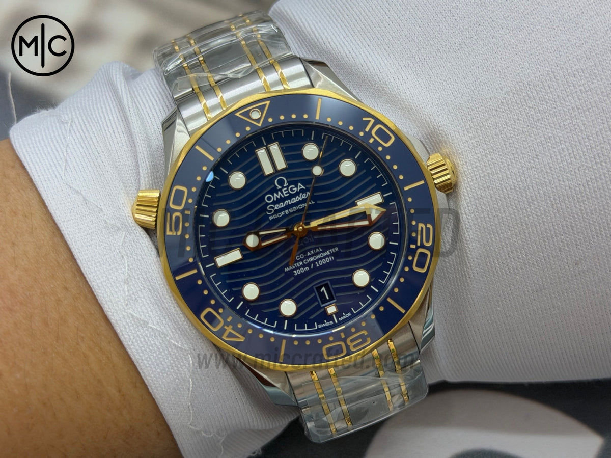 Seamaster Diver 300M SS/YG Blue Ceramic Blue Dial on SS/YG Bracelet – Premium Edition