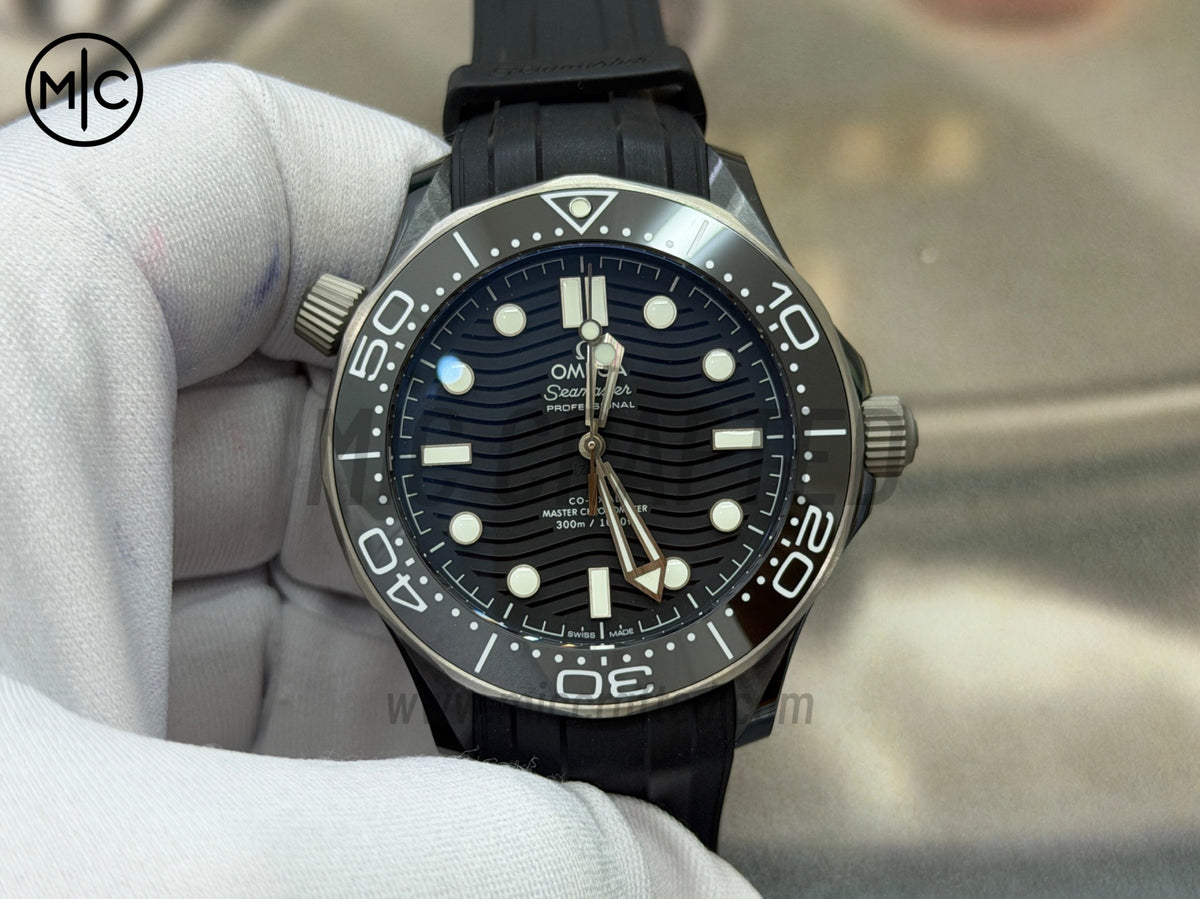 Seamaster 300m 43.5mm Black Ceramic Titanium Bezel on Black Rubber Strap – Premium Edition