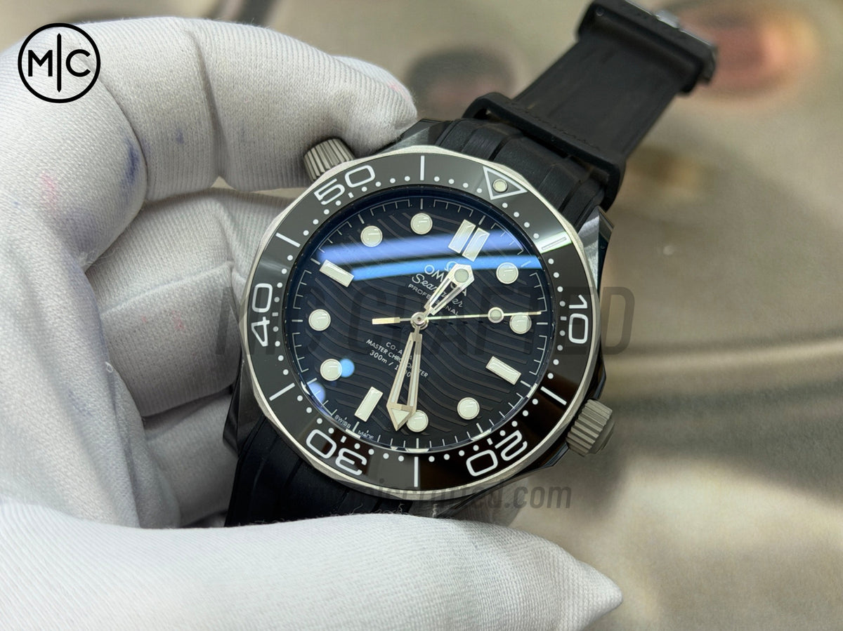 Seamaster 300m 43.5mm Black Ceramic Titanium Bezel on Black Rubber Strap – Premium Edition