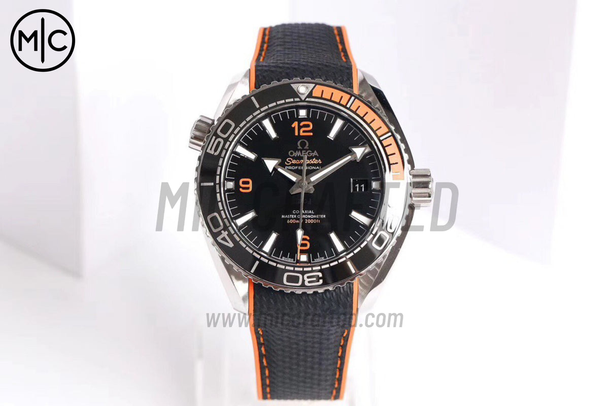 海馬 Planet Ocean 43.5mm 黑色/橙色錶圈黑色錶盤配尼龍錶帶 - 尊貴版