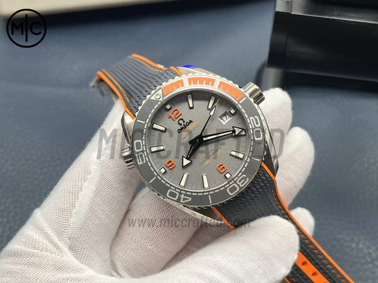 Planet Ocean 43.5mm Titanium Black/Orange Bezel Gray Dial on Nylon Strap – Premium Edition