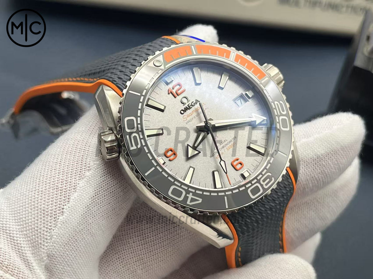 Planet Ocean 43.5mm Titanium Black/Orange Bezel Gray Dial on Nylon Strap – Premium Edition