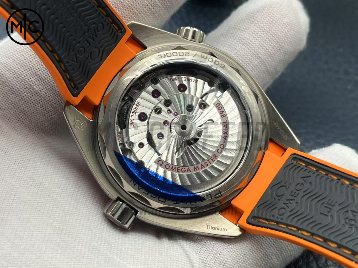 Planet Ocean 43.5mm Titanium Black/Orange Bezel Gray Dial on Nylon Strap – Premium Edition