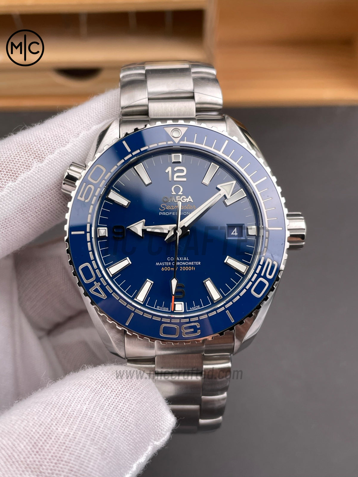 Planet Ocean 600M 43.5 mm SS Blue Dial Blue Bezel on SS Bracelet – Premium Edition