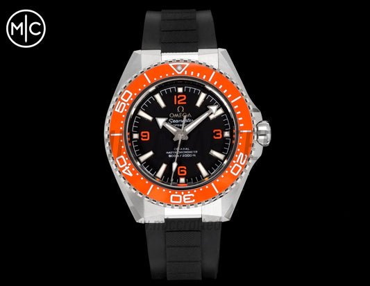 Planet Ocean 600M 42mm Orange Bezel on Black Rubber Strap – Premium Edition