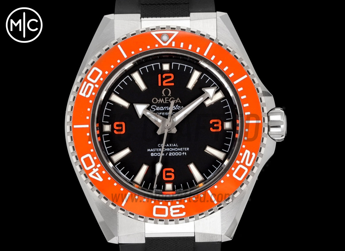 Planet Ocean 600M 42mm Orange Bezel on Black Rubber Strap – Premium Edition