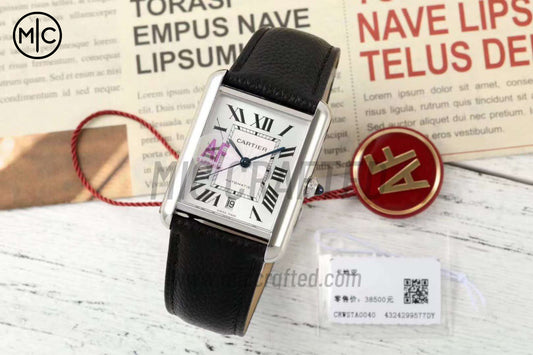 Tank Solo 41mm Silver Dial on Black Leather Strap – Premium Edition