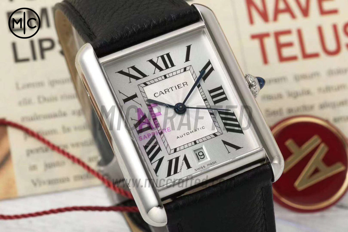 Tank Solo 41mm Silver Dial on Black Leather Strap – Premium Edition