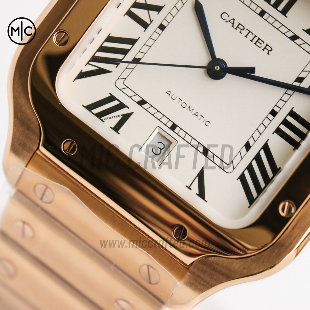 Santos De Cartier 40mm 白色錶盤配 RG SmartLinks 錶鏈 - 尊享版