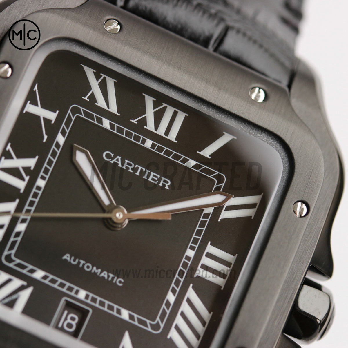 Santos De Cartier 40mm PVD 黑色錶盤配黑色皮革錶帶 - 尊享版