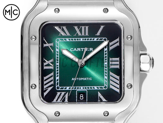 Santos De Cartier 40mm Green Dial on SS SmartLinks Bracelet – Premium Edition
