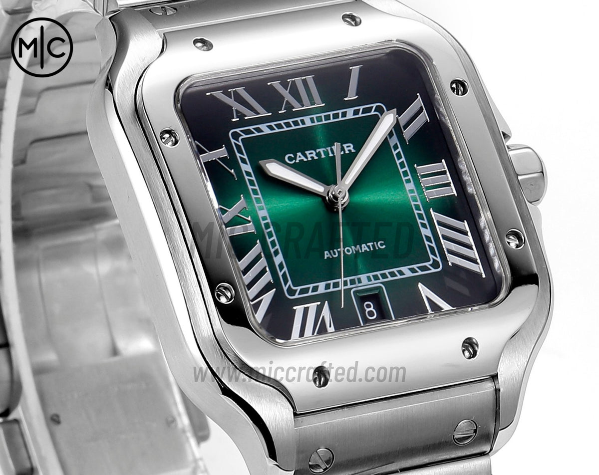 Santos De Cartier 40mm 綠色錶盤配 SS SmartLinks 錶鏈 - 尊享版