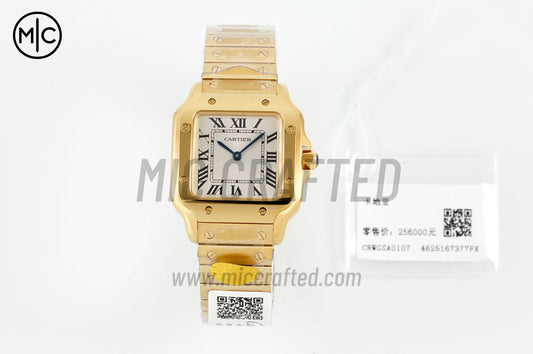 Santos 27mm YG Silver Dial on YG Bracelet Quartz – Premium Edition