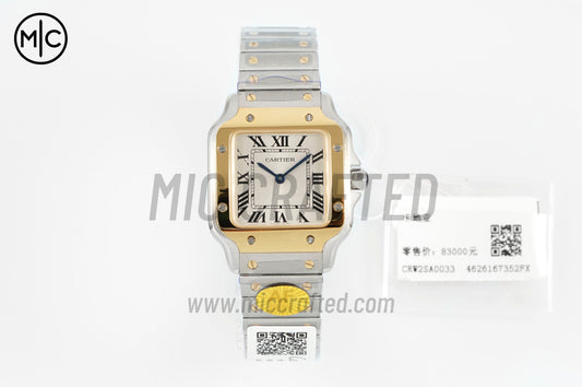 Santos 27mm SS/YG Silver Dial on SS/YG Bracelet Quartz – Premium Edition