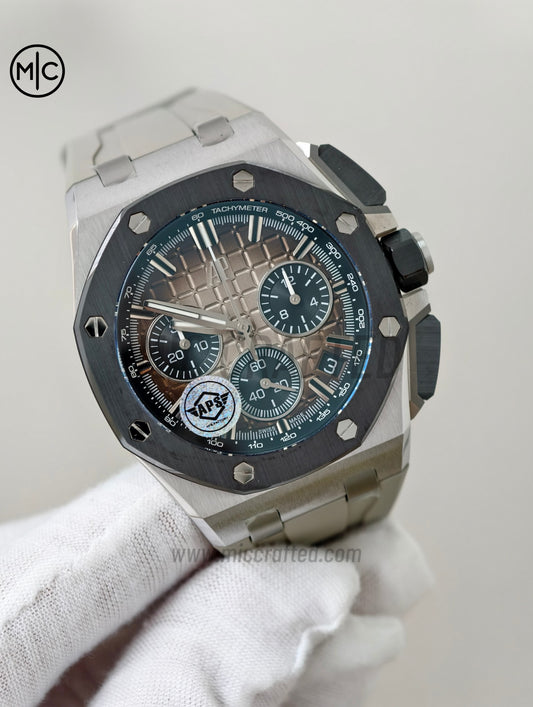 Royal Oak Offshore 43mm 26420so SS Smoked Dial on Gray Rubber Strap – Premium Edition