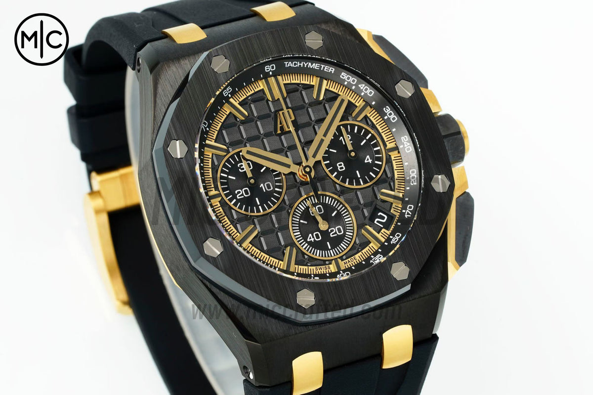 Royal Oak Offshore 43mm 26420 黑色陶瓷黑色/YG 錶盤配黑色橡膠錶帶 - 尊貴版