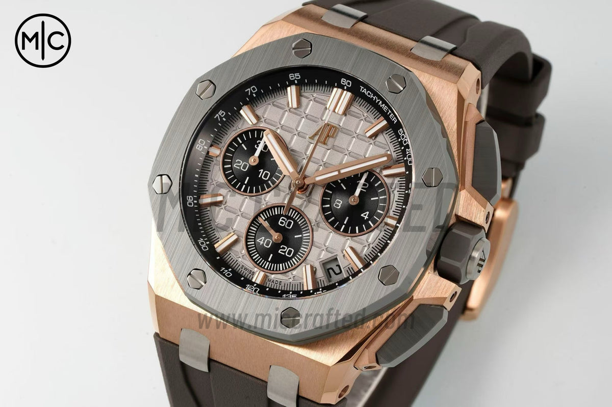 Royal Oak Offshore 43mm 26420OI RG Titanium Bezel Gray/Black Dial on Gray Rubber Strap – Premium Edition