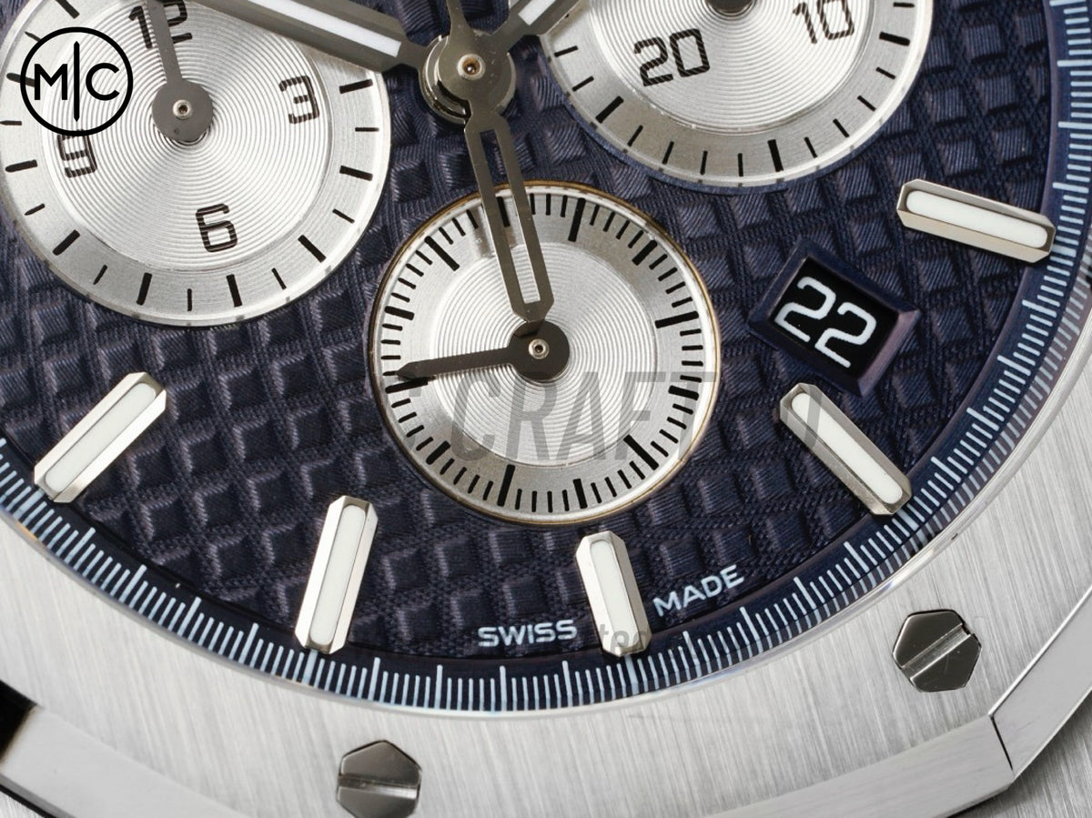 Royal Oak Chrono 41mm 26331 SS Blue/White Dial on SS Bracelet – Premium Edition